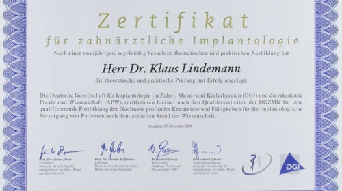 Zertifikat Implantologie
